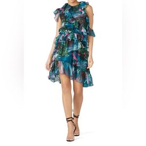 MSGM Printed Sea Blue Ruffle Dress Size 48 IT / 12 US $990